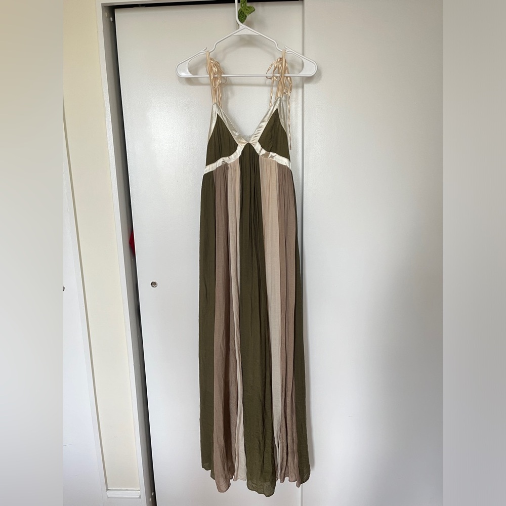 Stunning Striped Maxi Dress with Tie Straps